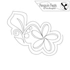 Plumeria floral outline design with 'Penguin Feats' branding at the top.