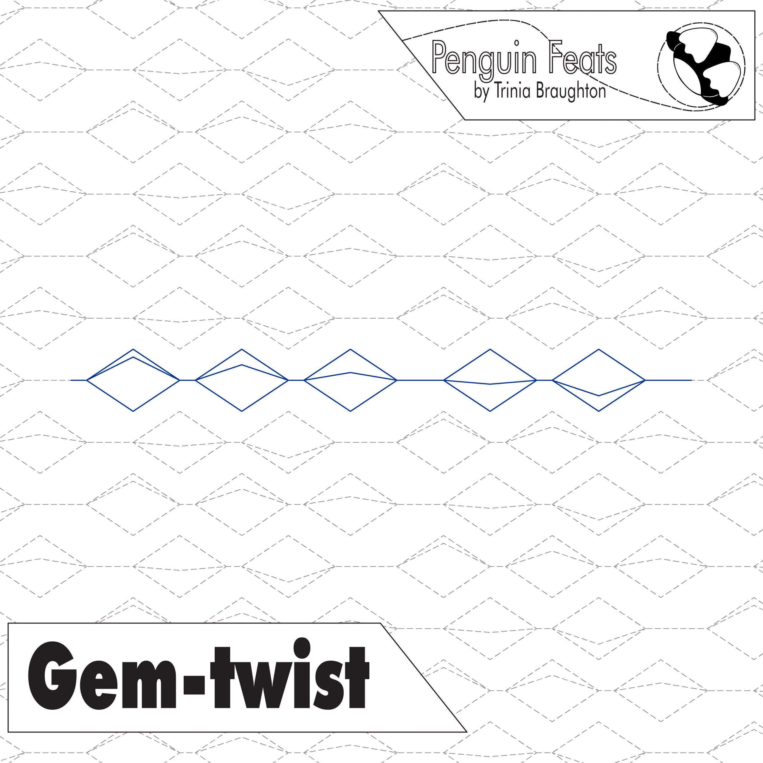 Quilting pattern with 'Gem-twist' design on a quilt background