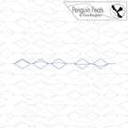 Quilt design with 'Penguin Feats' by Trinia Braughton logo at the top.