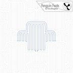 Vertical lines repeating on a white background with 'Penguin Feats' branding.