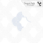 Repeating design of wavy lines and 'Penguin Feats' text by Trinia Braughton