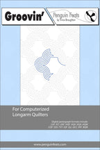 Pattern sheet for computerized longarm quilters with a blue and gray design on a light blue background.