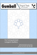 Gumball pattern sheet for computerized longarm quilters with a blue and gray design on a white background.