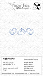 Design settings for 'Heartswirl' with Penguin Feats branding at the top.