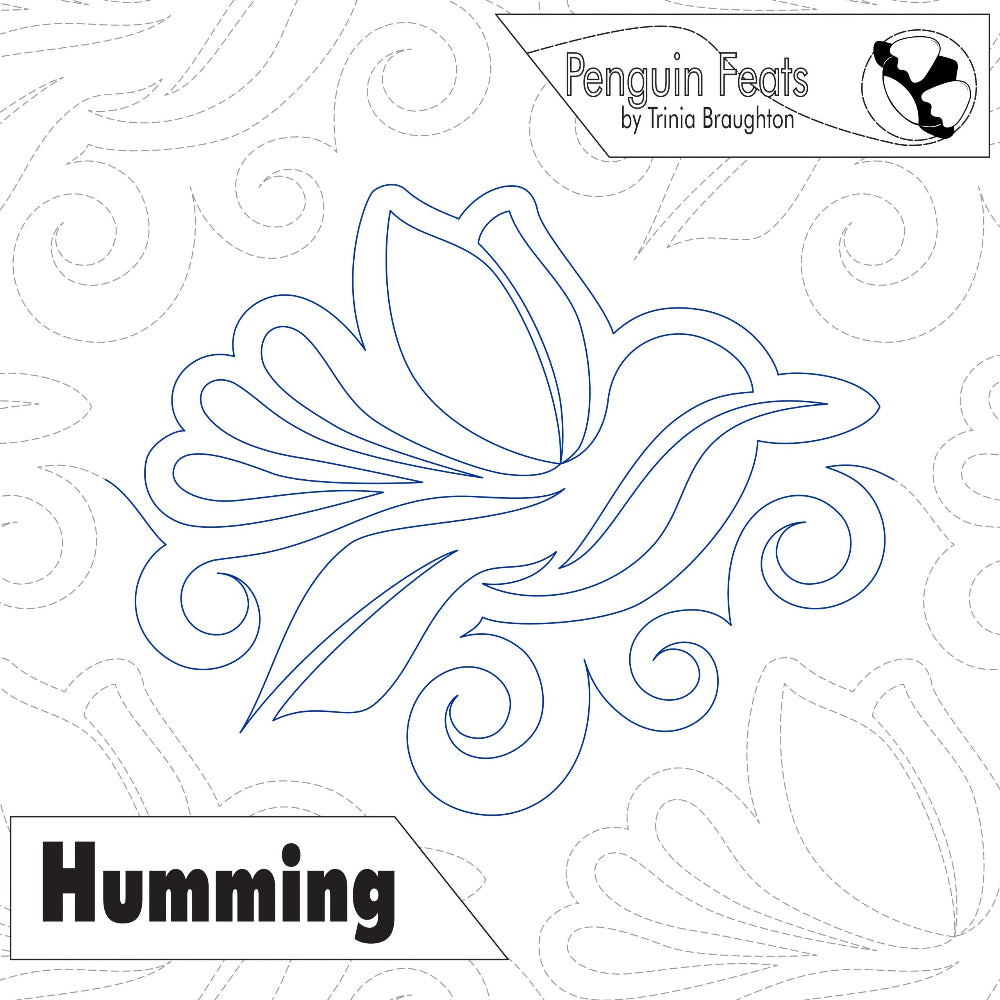 Humming bird design with 'Penguin Feats' branding and 'Humming' text on a white background.