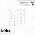Design of icicles with 'Penguin Feats' branding at the top