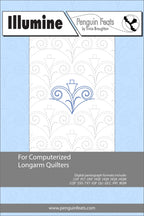 Pattern sheet for computerized longarm quilters with a blue and white design on a light blue background.