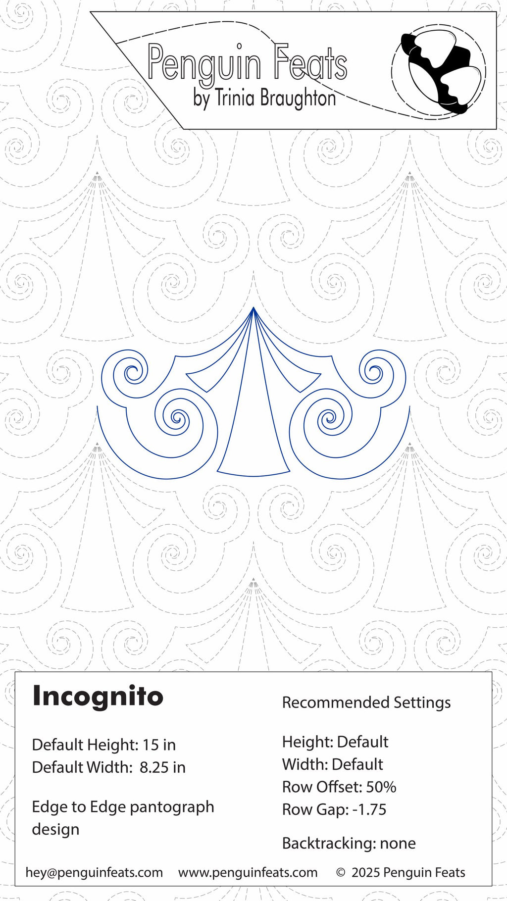 Design of a tent with decorative elements on a white background, featuring the brand 'Penguin Feats' at the top.