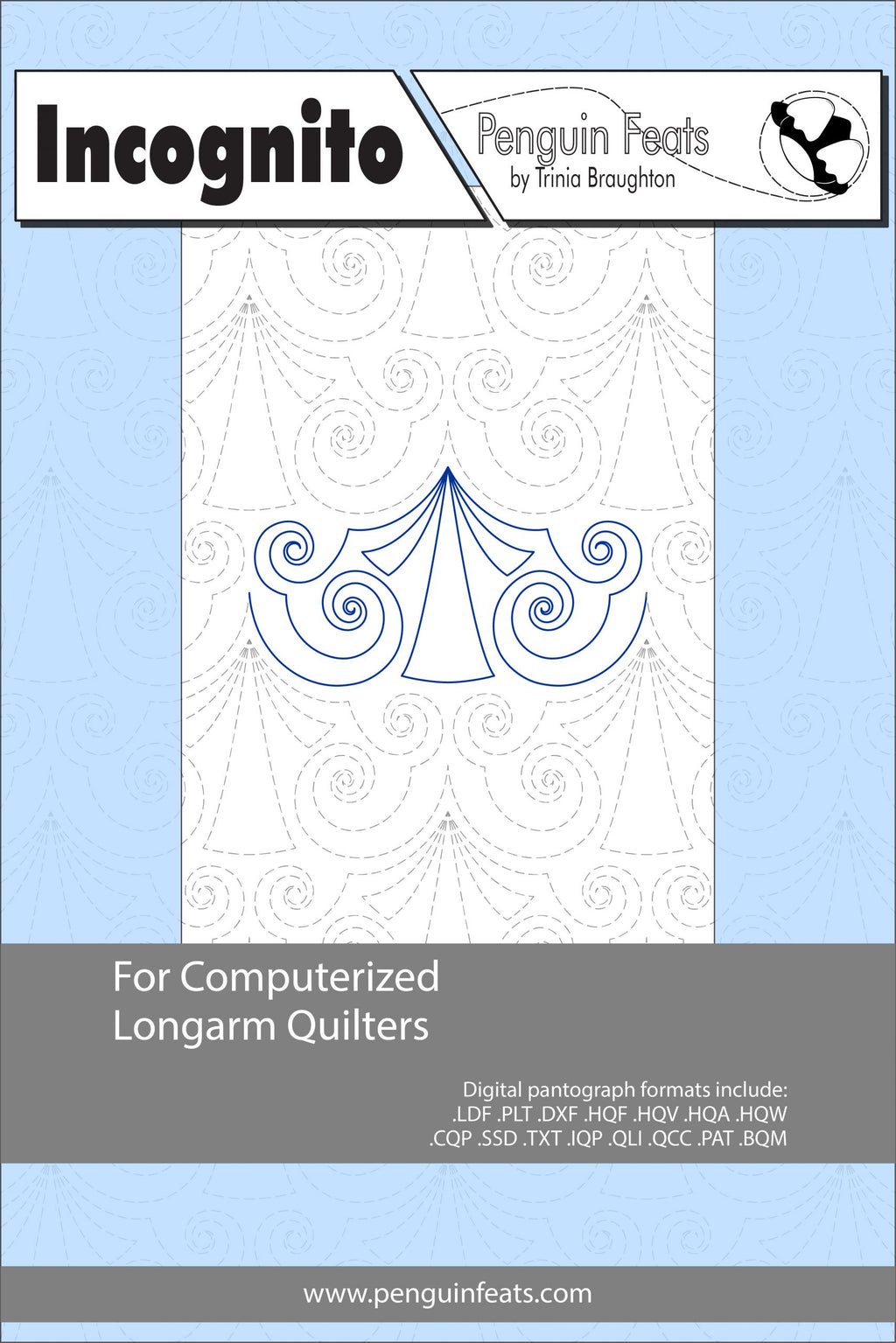 Package for Incognito by Penguin Feats with design on a light blue background