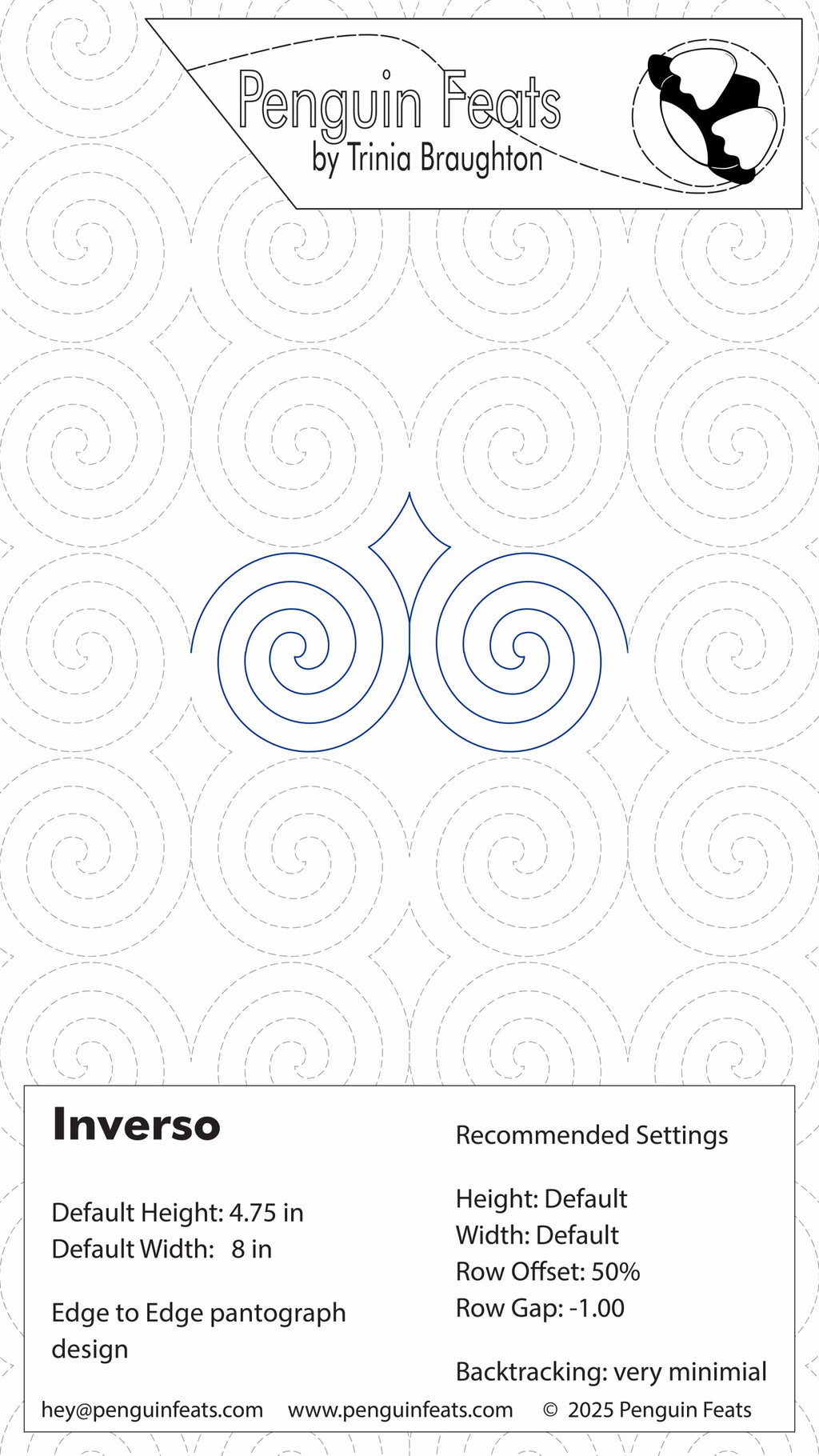 Inverso design sheet with setting and Penguin Feats branding