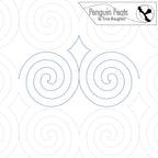 Pattern of blue spirals on a white background with 'Penguin Feats' branding.