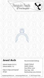 Design of a Jewel Arch with technical specifications on a white background