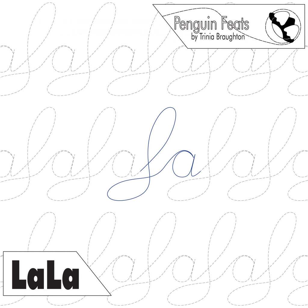 Text with 'Penguin Feats' and 'LaLa' branding on a white background