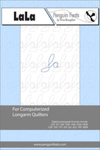 LaLa design sheet for computerized longarm quilters with branding and product details.