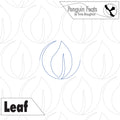 Outline of a leaf on a white background with 'Penguin Feats' branding.