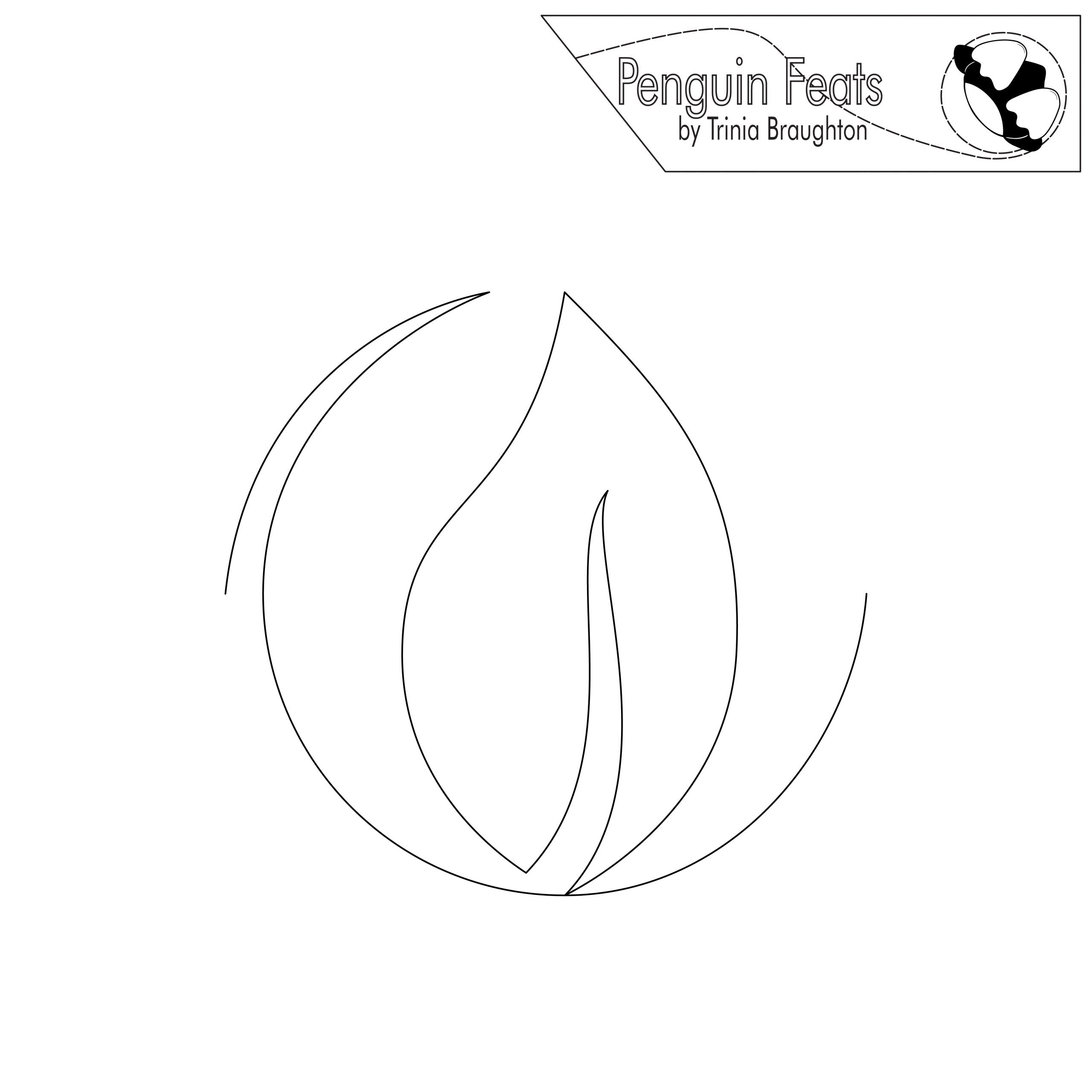 Outline of a leaf with 'Penguin Feats by Trinia Braughton' logo at the top.