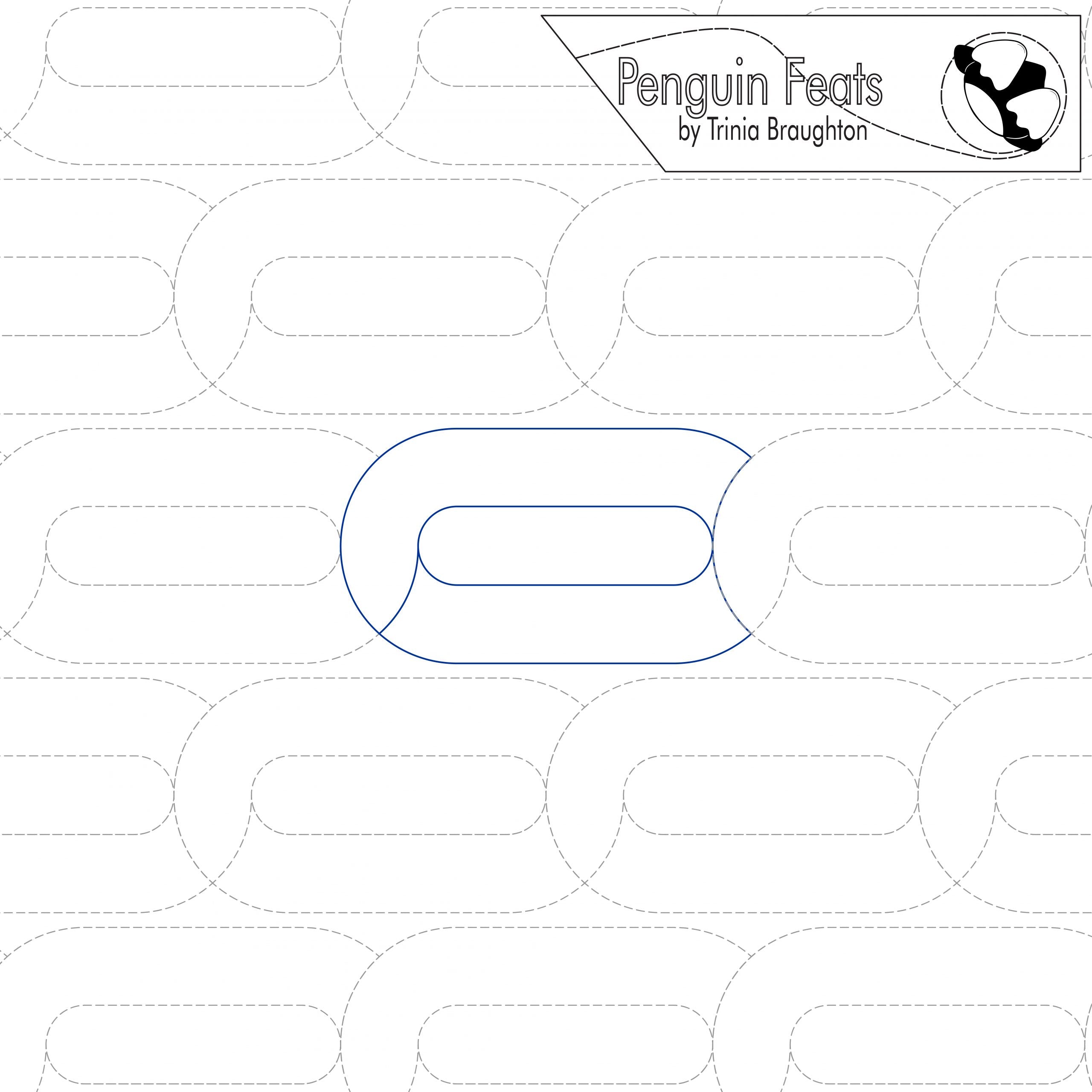 Pattern of oval shapes with 'Penguin Feats' branding at the top.