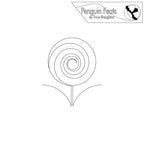 Black continuous line drawing of a lollipop with 'Penguin Feats by Trinia Braughton' logo above.