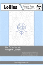 Pattern sheet for computerized longarm quilters with a blue and gray design on a light blue background.