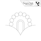 Black and white outline of an arch with circles in an arch above, branded 'Penguin Feats' by Trinia Braughton.