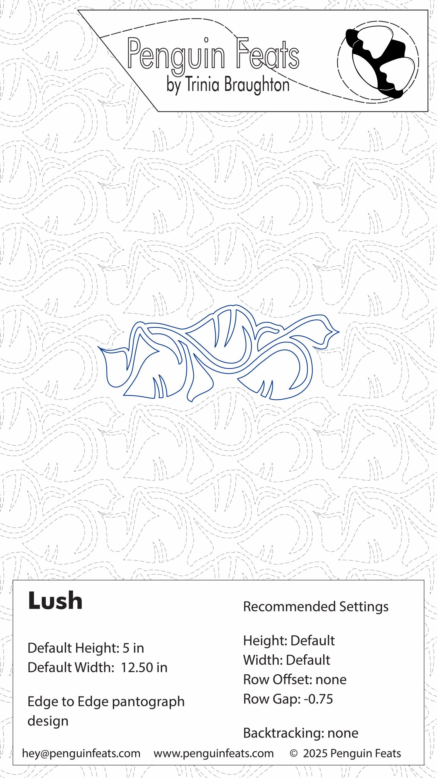 Design card for 'Lush' with text and branding on a light gray background