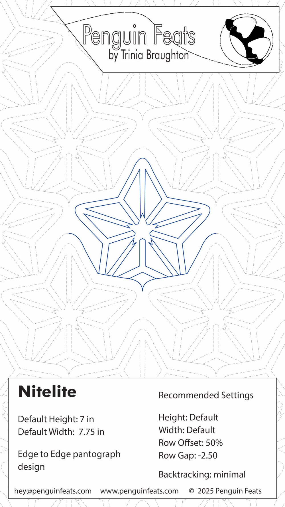 Star-shaped design with technical specifications on a white background