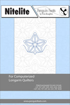 Design sheet for computerized longarm quilters with a star design on a light blue background.