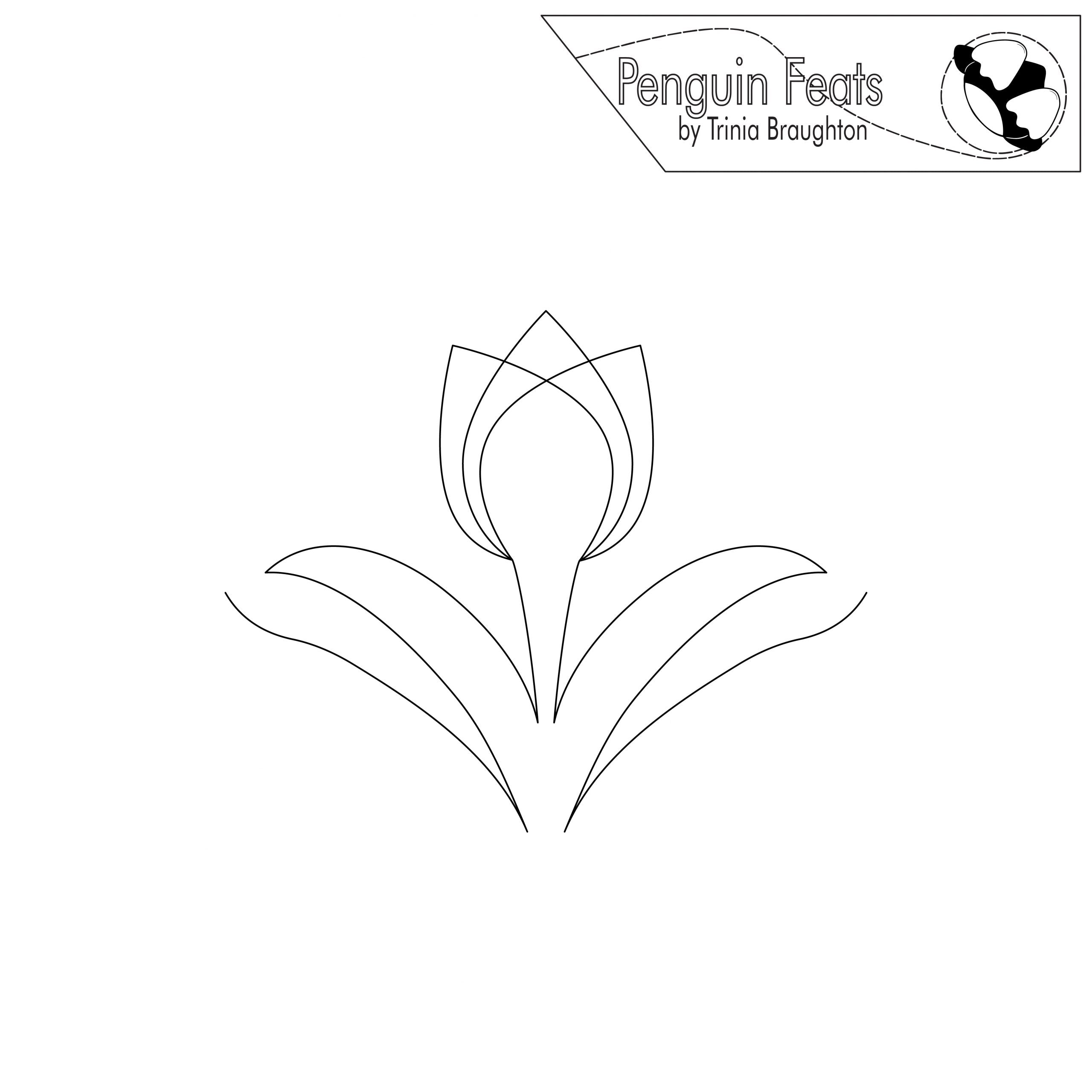 Outline of a tulip flower with 'Penguin Feats' logo at the top