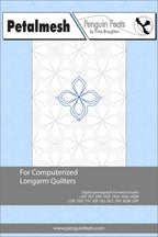 Pattern sheet for computerized longarm quilters with a blue and white design on a light blue background.