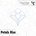 Quilting design template with 'Petals Rise' pattern and branding at the top.
