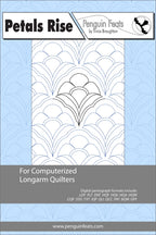 Quilting design pattern for computerized longarm quilters with 'Petals Rise' branding.