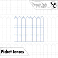 Design of a picket fence with 'Penguin Feats' branding at the top.