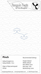Pinch pantograph design with recommended settings on a white background