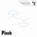 Design template with cloud shapes and 'Penguin Feats' branding on a white background