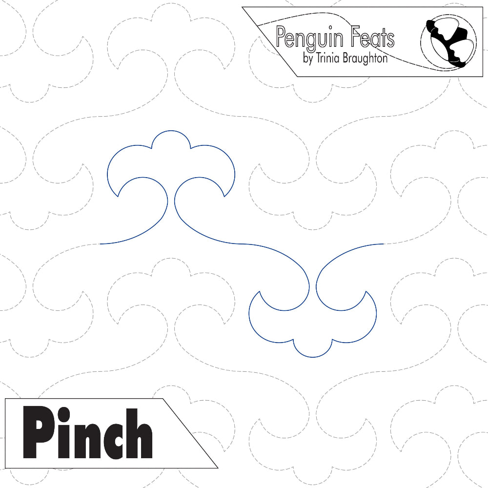 Design template with cloud shapes and 'Penguin Feats' branding on a white background