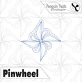 Quilt block design with a pinwheel pattern and 'Penguin Feats' branding.