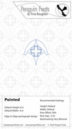 Penguin Feats by Trinia Braughton settings sheet for Pointed with a geometric arching design and text.