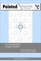 Design sheet for  'Pointed' by Penguin Feats with a blue and white design on a light blue background.