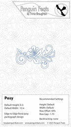 Design of a floral posy with Trinia Broughton's branding on a textured background.