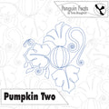 Outline of a pumpkin with decorative elements on a white background, featuring the brand 'Penguin Feats' by Trinia Braughton.