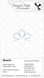 Technical settings of a geometric design with text and branding at the top.
