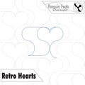 Design template for retro hearts with 'Penguin Feats' branding at the top.