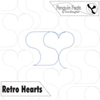 Design template for retro hearts with 'Penguin Feats' branding at the top.