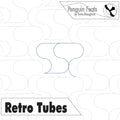 Pattern of retro tubes with 'Penguin Feats' branding on a white background