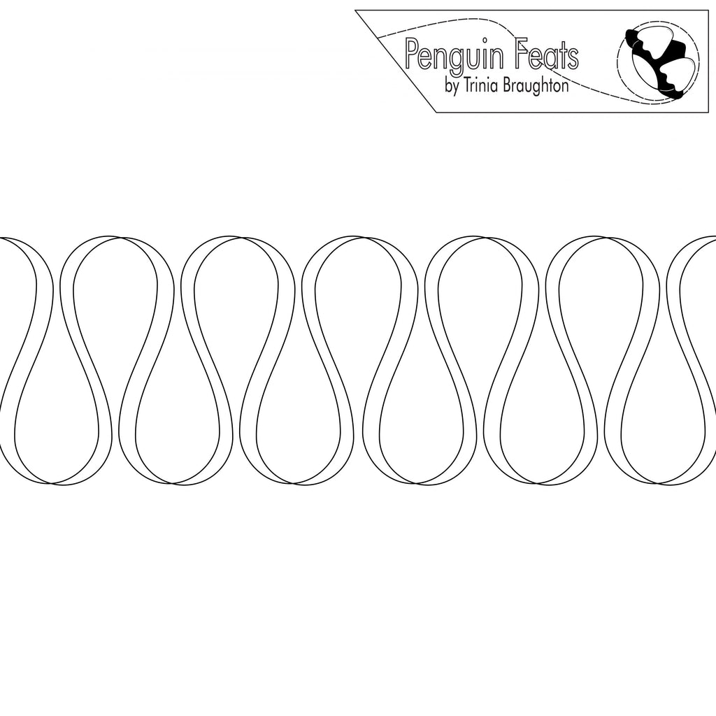 Black line art of wavy shapes on a white background with 'Penguin Feats' branding.