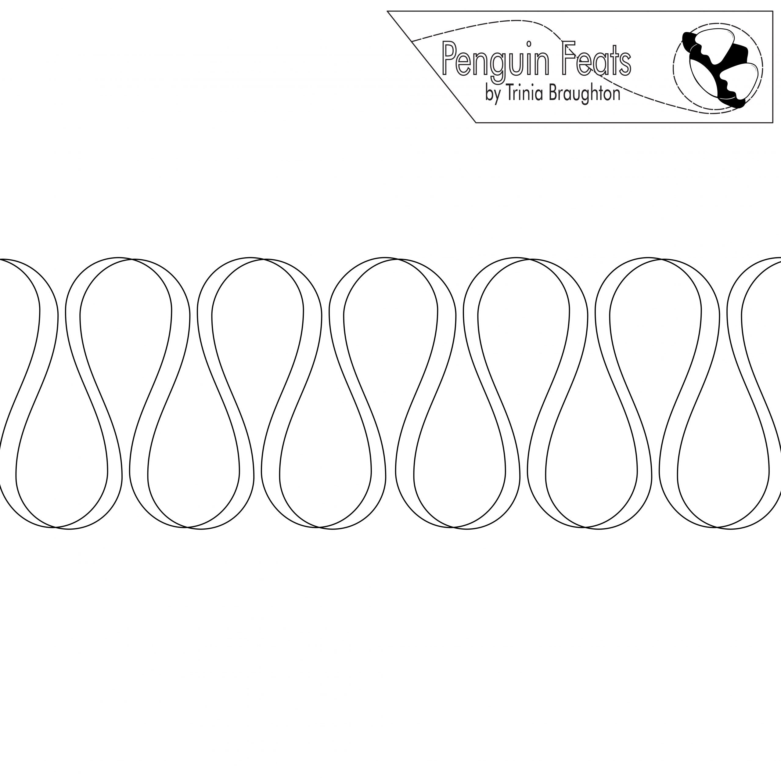 Black line art of wavy shapes on a white background with 'Penguin Feats' branding.