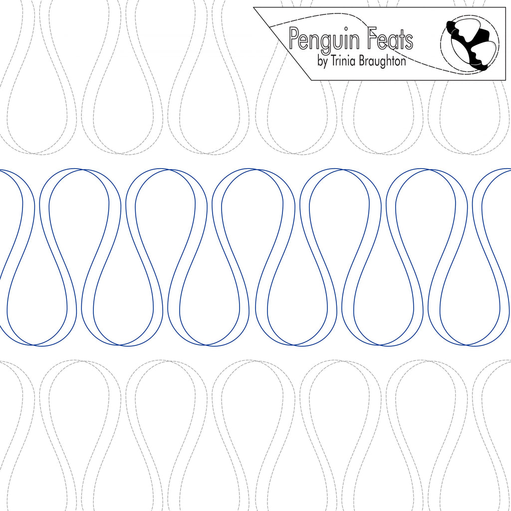 Pattern design with wavy lines and 'Penguin Feats' branding at the top.
