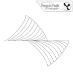 Black and white line drawing of a stylized feather with 'Penguin Feats' text above it on a white background.