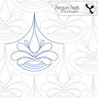 Water drop design with blue drips pattern and 'Penguin Feats' branding.