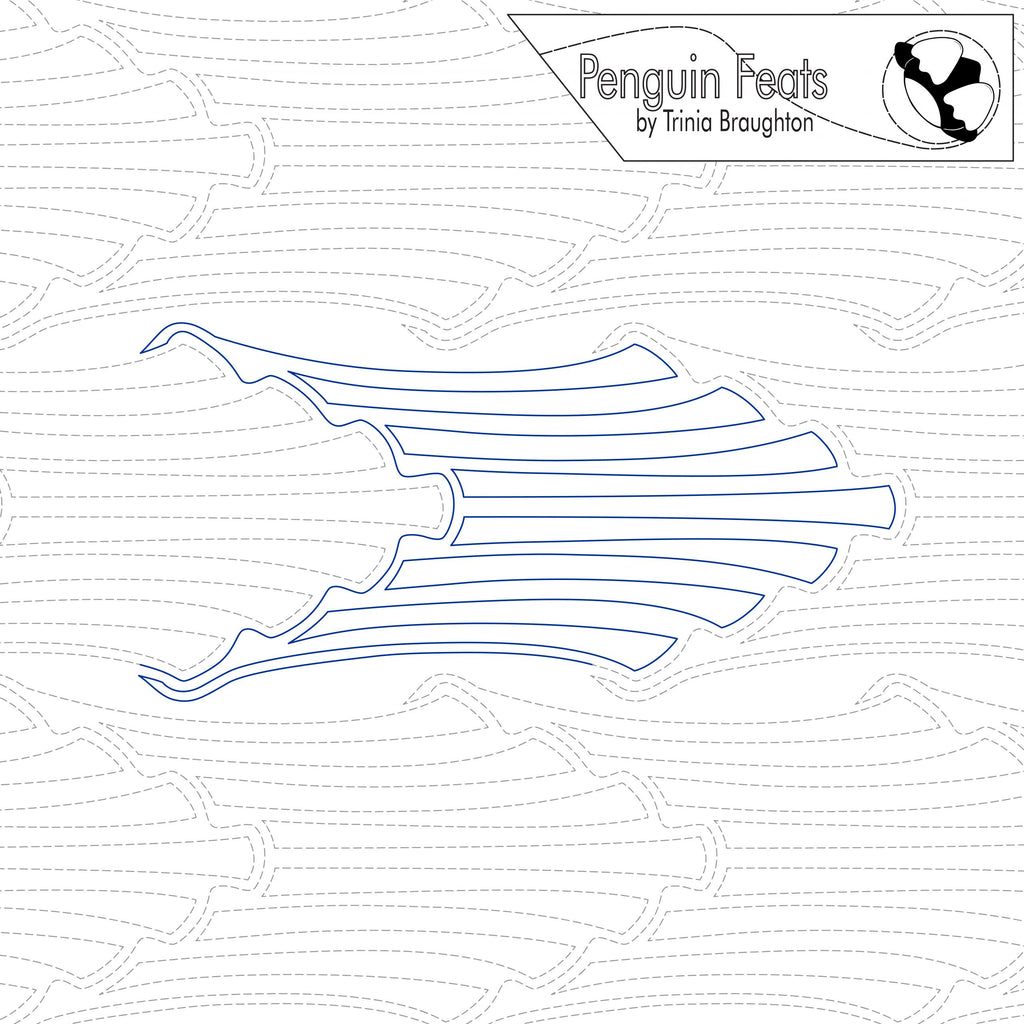 Outline of a textured background with 'Penguin Feats' and artist name at the top.